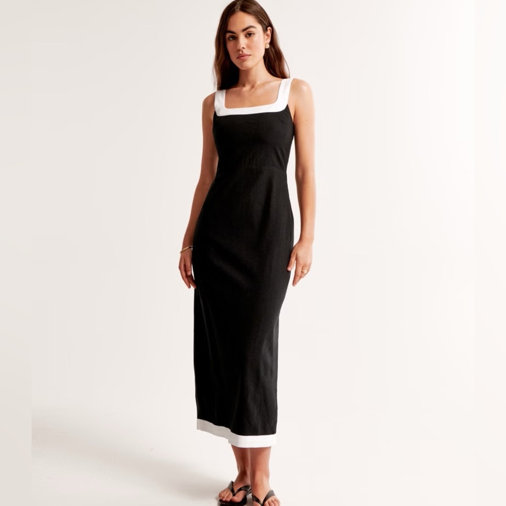 Abercrombie & Fitch Squareneck Column Midi Dress